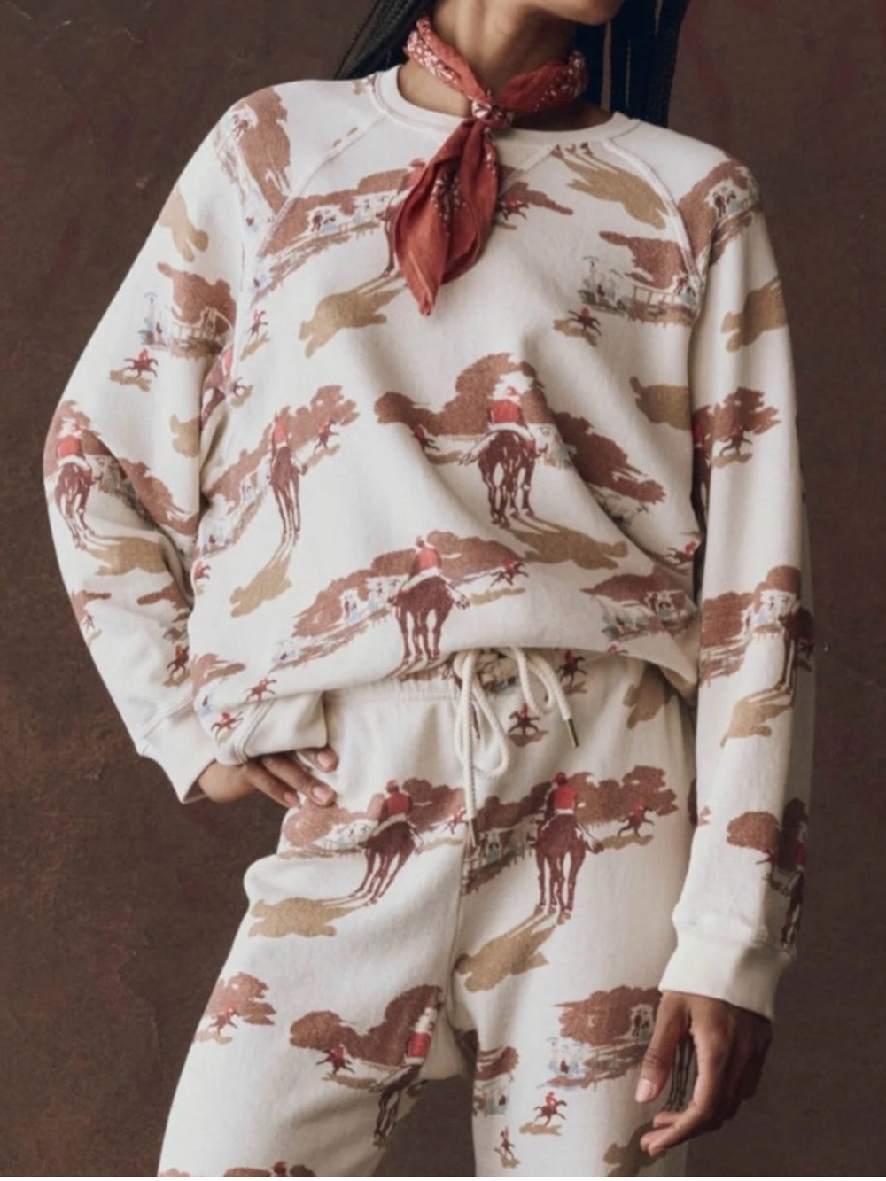 THE GREAT riding horses cowboy sweat set sweatshirt medium sweatpants small